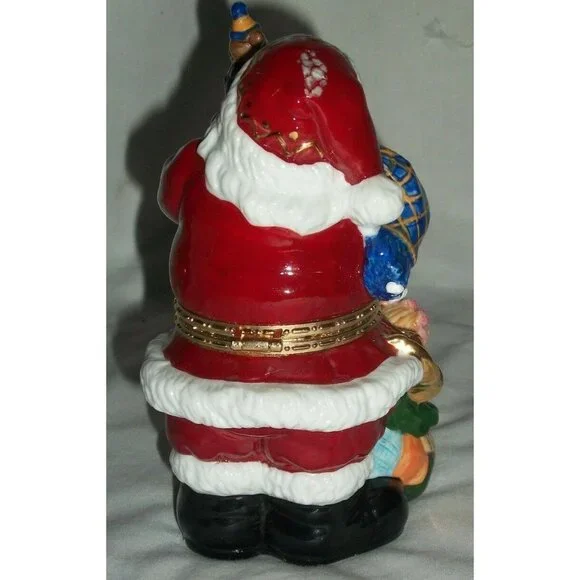 Traditions Porcelain Hinged Keepsake Decorative Box Christmas Xmas Santa Claus
